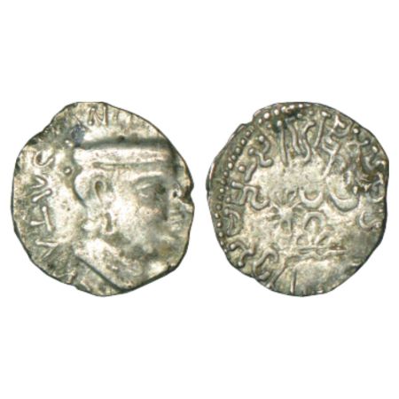 Western Kshatrapas, Kardamaka house, silver drachm of Chashtana as Mahakshatrapa (78-120 A