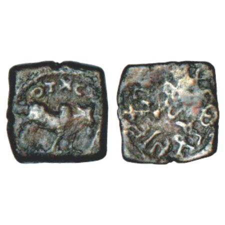 Western Kshatrapas, Karddamaka house, copper unit of Jayadaman (110-130 AD), Fishman 17.2,
