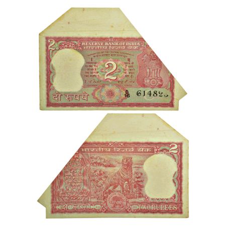 2 rupees, misprint, ND (1977-1982), tiger type, signed by I.G. Patel, inset 'C', serial no
