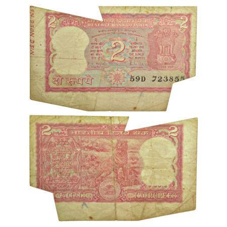 2 rupees, misprint, ND (1985-1990), tiger series, signed by R.N. Malhotra, inset 'A', seri