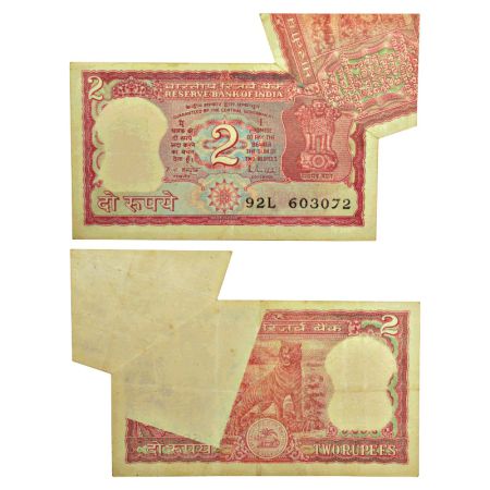 2 rupees, misprint, ND (1985-1990), tiger series, signed by R.N. Malhotra, inset 'A', seri