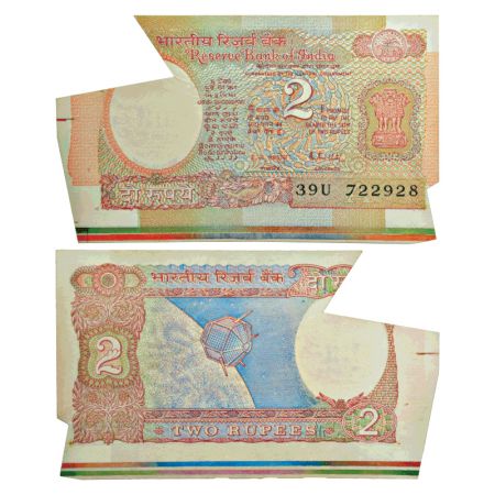 2 rupees, misprint, ND (1985-1990), aryabhatta series, signed by R.N. Malhotra, inset 'A',