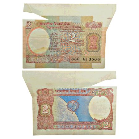 2 rupees, misprint, ND (1985-1990), aryabhatta series, signed by R.N. Malhotra, inset 'B',