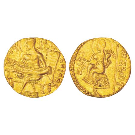 Gupta Empire, gold dinar of Samudra Gupta (345-375 AD), 'Lyrist' type, Altekar, var. A, S.