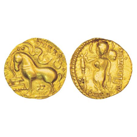 Gupta Empire, gold dinar of Samudra Gupta (345-375 AD), 'Ashwamedha' type, Altekar, P69, S