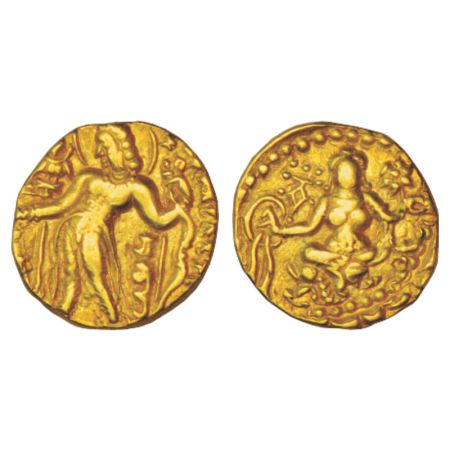 Gupta Empire, gold dinar of Chandra Gupta II (375-415 AD), 'Archer type' 8.17g. Obv: Nimba