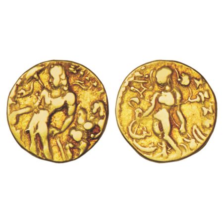 Gupta Empire, gold dinar of Chandra Gupta II (375-415 AD), 'Chhatra' type, Altekar Class I