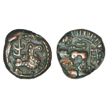 Vishnukundin dynasty of Vengi, anonymous alloyed copper Coin (500-600 AD), similar to MCSI